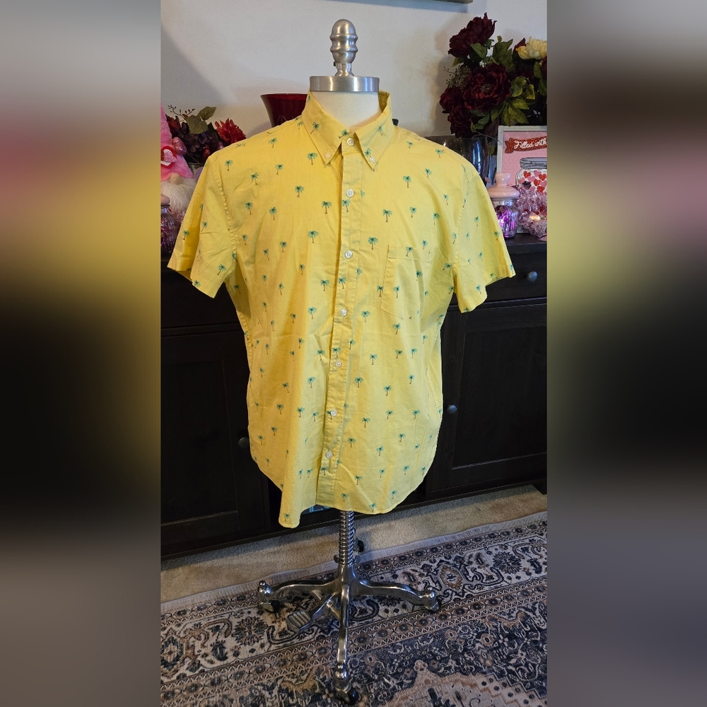 J Crew Factory Yellow Palm Tree Shirt